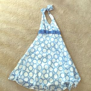 blue halter top dress